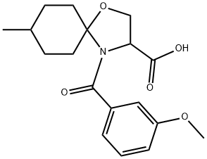 4-(3-methoxybenzoyl)-8-methyl-1-oxa-4-azaspiro[4.5]decane-3-carboxylic acid 结构式