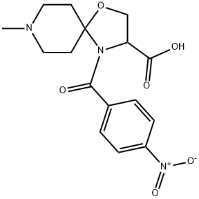 8-methyl-4-(4-nitrobenzoyl)-1-oxa-4,8-diazaspiro[4.5]decane-3-carboxylic acid 结构式