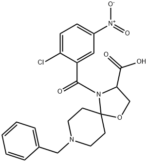 8-benzyl-4-(2-chloro-5-nitrobenzoyl)-1-oxa-4,8-diazaspiro[4.5]decane-3-carboxylic acid 结构式