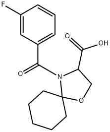 4-(3-fluorobenzoyl)-1-oxa-4-azaspiro[4.5]decane-3-carboxylic acid 结构式