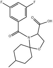 4-(3,5-difluorobenzoyl)-8-methyl-1-oxa-4-azaspiro[4.5]decane-3-carboxylic acid 结构式