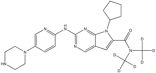 7-cyclopentyl-2-[(5-piperazin-1-ylpyridin-2-yl)amino]-N,N-bis(trideuteriomethyl)pyrrolo[2,3-d]pyrimidine-6-carboxamide 结构式