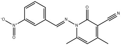 4,6-dimethyl-1-[(3-nitrobenzylidene)amino]-2-oxo-1,2-dihydro-3-pyridinecarbonitrile 结构式