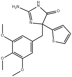 2-amino-5-(thiophen-2-yl)-5-[(3,4,5-trimethoxyphenyl)methyl]-4,5-dihydro-1H-imidazol-4-one 结构式