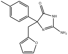 2-amino-5-[(furan-2-yl)methyl]-5-(4-methylphenyl)-4,5-dihydro-1H-imidazol-4-one 结构式