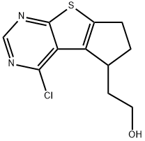 2-(4-CHLORO-6,7-DIHYDRO-5H-CYCLOPENTA[4,5]THIENO[2,3-D]PYRIMIDIN-5-YL)ETHANOL 结构式