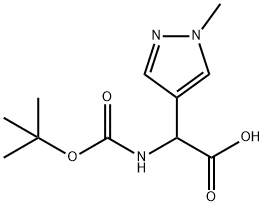 2-((TERT-BUTOXYCARBONYL)AMINO)-2-(1-METHYL-1H-PYRAZOL-4-YL)ACETIC ACID 结构式