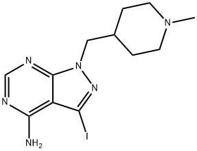 3-碘-1-[(1-甲基-4-哌啶基)甲基]-1H-吡唑并[3,4-D]嘧啶-4-胺 结构式