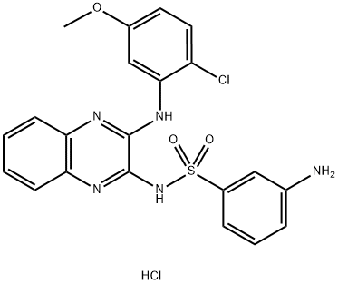 3-amino-N-(3-(2-chloro-5-methoxyphenylamino)quinoxalin-2-yl)benzenesulfonamide hydrochloride 结构式