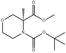 4-(tert-butyl)3-methyl(S)-3-methylmorpholine-3,4-dicarboxylate 结构式