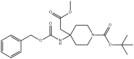 2-[1-BOC-4-(CBZ-氨基)-4-哌啶基]乙酸甲酯 结构式