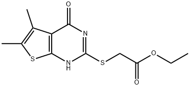 ethyl 2-((5,6-dimethyl-4-oxo-3,4-dihydrothieno[2,3-d]pyrimidin-2-yl)thio)acetate 结构式