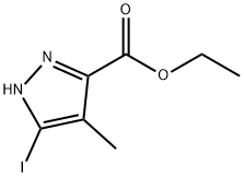 3-碘-4-甲基-1H-吡唑-5-甲酸乙酯 结构式