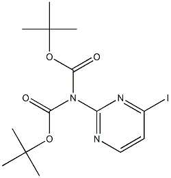(4-碘嘧啶-2-基)亚氨基二碳酸二叔丁酯 结构式