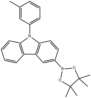 9-(3-甲基苯基)咔唑-3-硼酸片呐醇酯 结构式