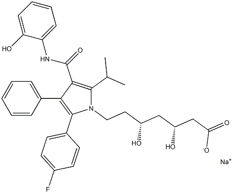sodium:(3R,5R)-7-[2-(4-fluorophenyl)-4-[(2-hydroxyphenyl)carbamoyl]-3-phenyl-5-propan-2-ylpyrrol-1-yl]-3,5-dihydroxyheptanoate 结构式