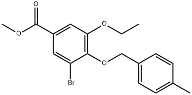 3-Bromo-5-ethoxy-4-(4-methyl-benzyloxy)-benzoic acid methyl ester 结构式