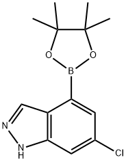 6-Chloro-4-(4,4,5,5-tetramethyl-1,3,2-dioxaborolan-2-yl)-1H-indazole 结构式