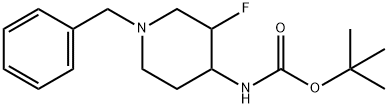 tert-butyl((3R,4S)-1-benzyl-3-fluoropiperidin-4-yl)carbamate 结构式