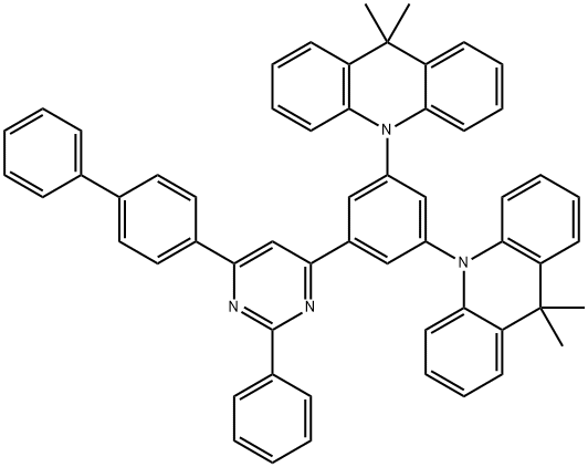 Acridine, 10,10'-[5-(6-[1,1'-biphenyl]-4-yl-2-phenyl-4-pyrimidinyl)-1,3-phenylene]bis[9,10-dihydro-9,9-dimethyl- 结构式