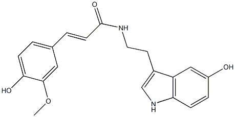 (E)-N-(2-(5-羟基-1H-吲哚-3-基)乙基)-3-(4-羟基-3-甲氧基苯基)丙烯酰胺 结构式