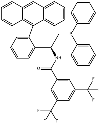 (S)-N-(1-(2-(蒽-9-基)苯基)-2-(二苯基膦基)乙基)-3,5-二(三氟甲基)苯甲酰胺 结构式