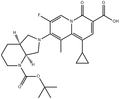 8-((4AS,7AS)-1-(叔-丁氧羰基)六氢-1H-吡咯并[3,4-B]吡啶-6(2H)-基)-1-环丙基-7-氟-9-甲基-4-氧亚基-4H-喹嗪-3-羧酸 结构式