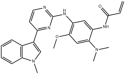 N-(2-(dimethylamino)-4-methoxy-5-((4-(1-methyl-1H-indol-3-yl)pyrimidin-2-yl)amino)phenyl)acrylamide 结构式