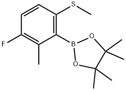 3-Fluoro-2-methyl-6-(methylthio)phenylboronic acid pinacol ester 结构式