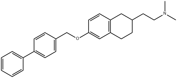 2-(6-([1,1-二联苯]-4-基甲氧基)-1,2,3,4-四氢萘-2-基)-N,N-二甲基乙胺 结构式