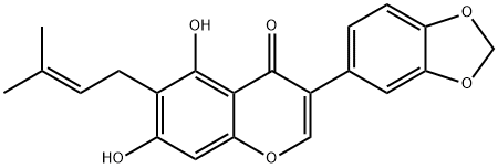 4H-1-Benzopyran-4-one,3-(1,3-benzodioxol-5-yl)-5,7-dihydroxy-6-(3-methyl-2-buten-1-yl)- 结构式