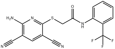 2-[(6-amino-3,5-dicyanopyridin-2-yl)sulfanyl]-N-[2-(trifluoromethyl)phenyl]acetamide 结构式