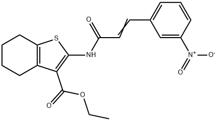 ethyl (E)-2-(3-(3-nitrophenyl)acrylamido)-4,5,6,7-tetrahydrobenzo[b]thiophene-3-carboxylate 结构式