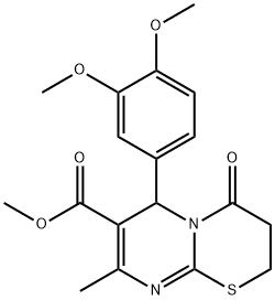 methyl 6-(3,4-dimethoxyphenyl)-8-methyl-4-oxo-3,4-dihydro-2H,6H-pyrimido[2,1-b][1,3]thiazine-7-carboxylate 结构式