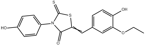 (E)-5-(3-ethoxy-4-hydroxybenzylidene)-3-(4-hydroxyphenyl)-2-thioxothiazolidin-4-one 结构式