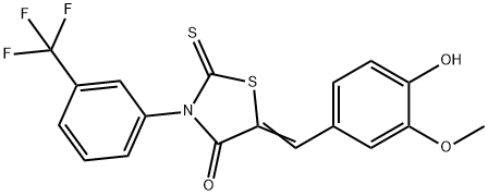 (Z)-5-(4-hydroxy-3-methoxybenzylidene)-2-thioxo-3-(3-(trifluoromethyl)phenyl)thiazolidin-4-one 结构式