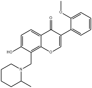 7-hydroxy-3-(2-methoxyphenyl)-8-((2-methylpiperidin-1-yl)methyl)-4H-chromen-4-one 结构式