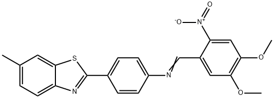 N-(4,5-dimethoxy-2-nitrobenzylidene)-4-(6-methyl-1,3-benzothiazol-2-yl)aniline 结构式