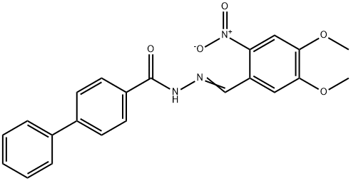 N'-(4,5-dimethoxy-2-nitrobenzylidene)-4-biphenylcarbohydrazide 结构式
