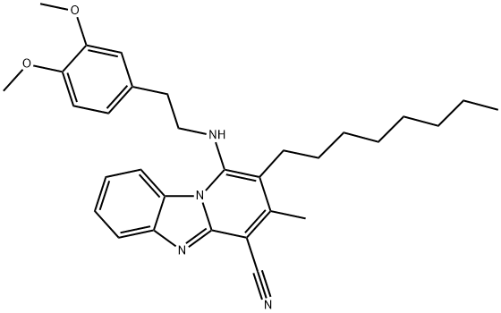 1-((3,4-dimethoxyphenethyl)amino)-3-methyl-2-octylbenzo[4,5]imidazo[1,2-a]pyridine-4-carbonitrile 结构式