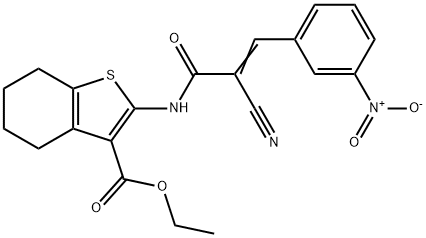 ethyl (E)-2-(2-cyano-3-(3-nitrophenyl)acrylamido)-4,5,6,7-tetrahydrobenzo[b]thiophene-3-carboxylate 结构式