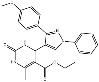 ethyl 4-(3-(4-methoxyphenyl)-1-phenyl-1H-pyrazol-4-yl)-6-methyl-2-oxo-1,2,3,4-tetrahydropyrimidine-5-carboxylate 结构式