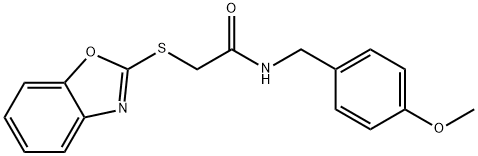 2-(1,3-benzoxazol-2-ylsulfanyl)-N-[(4-methoxyphenyl)methyl]acetamide 结构式