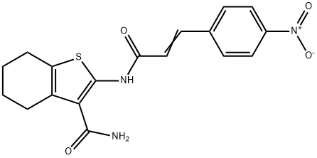 2-{[3-(4-nitrophenyl)acryloyl]amino}-4,5,6,7-tetrahydro-1-benzothiophene-3-carboxamide 结构式