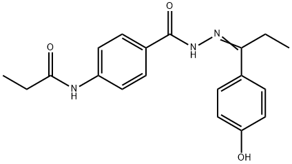 N-[4-({2-[1-(4-hydroxyphenyl)propylidene]hydrazino}carbonyl)phenyl]propanamide 结构式