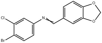 N-(1,3-benzodioxol-5-ylmethylene)-4-bromo-3-chloroaniline 结构式