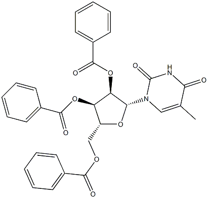Uridine, 5-methyl-, 2',3',5'-tribenzoate 结构式