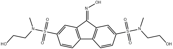 N2,N7-bis(2-hydroxyethyl)-9-(hydroxyimino)-N2,N7-dimethyl-9H-fluorene-2,7-disulfonamide 结构式