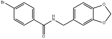 N-(1,3-benzodioxol-5-ylmethyl)-4-bromobenzamide 结构式