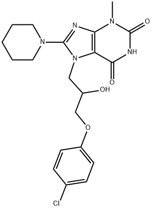 7-(3-(4-chlorophenoxy)-2-hydroxypropyl)-3-methyl-8-(piperidin-1-yl)-3,7-dihydro-1H-purine-2,6-dione 结构式